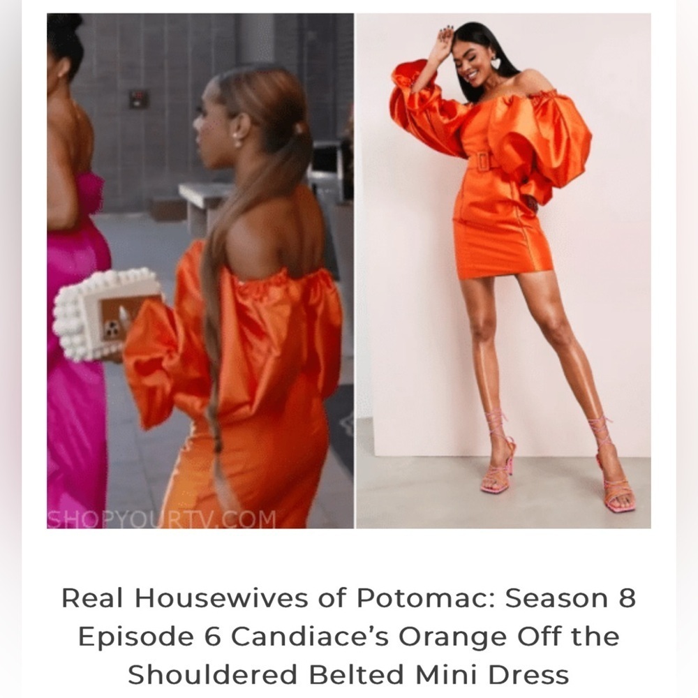 ASOS LUXE belted drama sleeve structured satin mini dress in hot orange Size 6